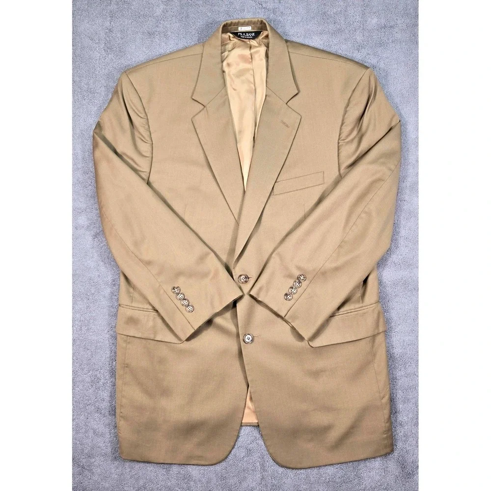 Jos. A. Bank Blazer Mens 42 Regular Tan Excellent 100% Wool Signature Collection